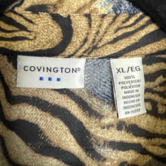 Covington Woman’s Blouse & Tank Set Size XL Blue Animal Print Safari Office Work - Picture 13 of 16